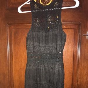 Black long lace dress